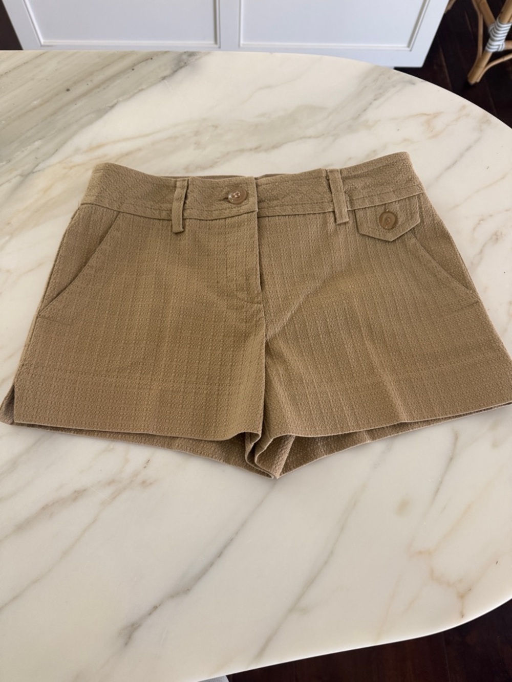 Trina Turk Tan High-Rise Textured Women's Shorts